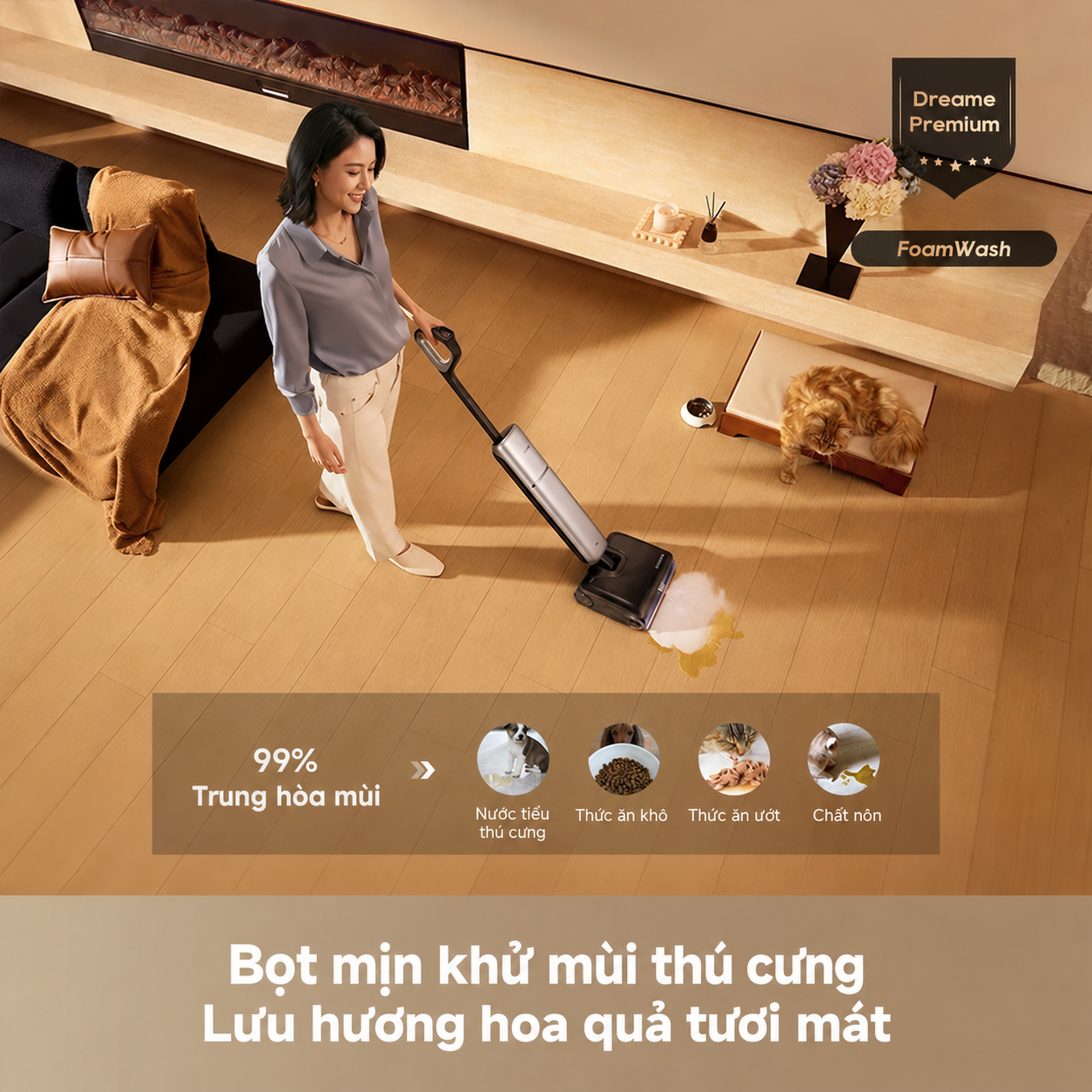 FoamWash: bọt mịn khử mùi thú cưng