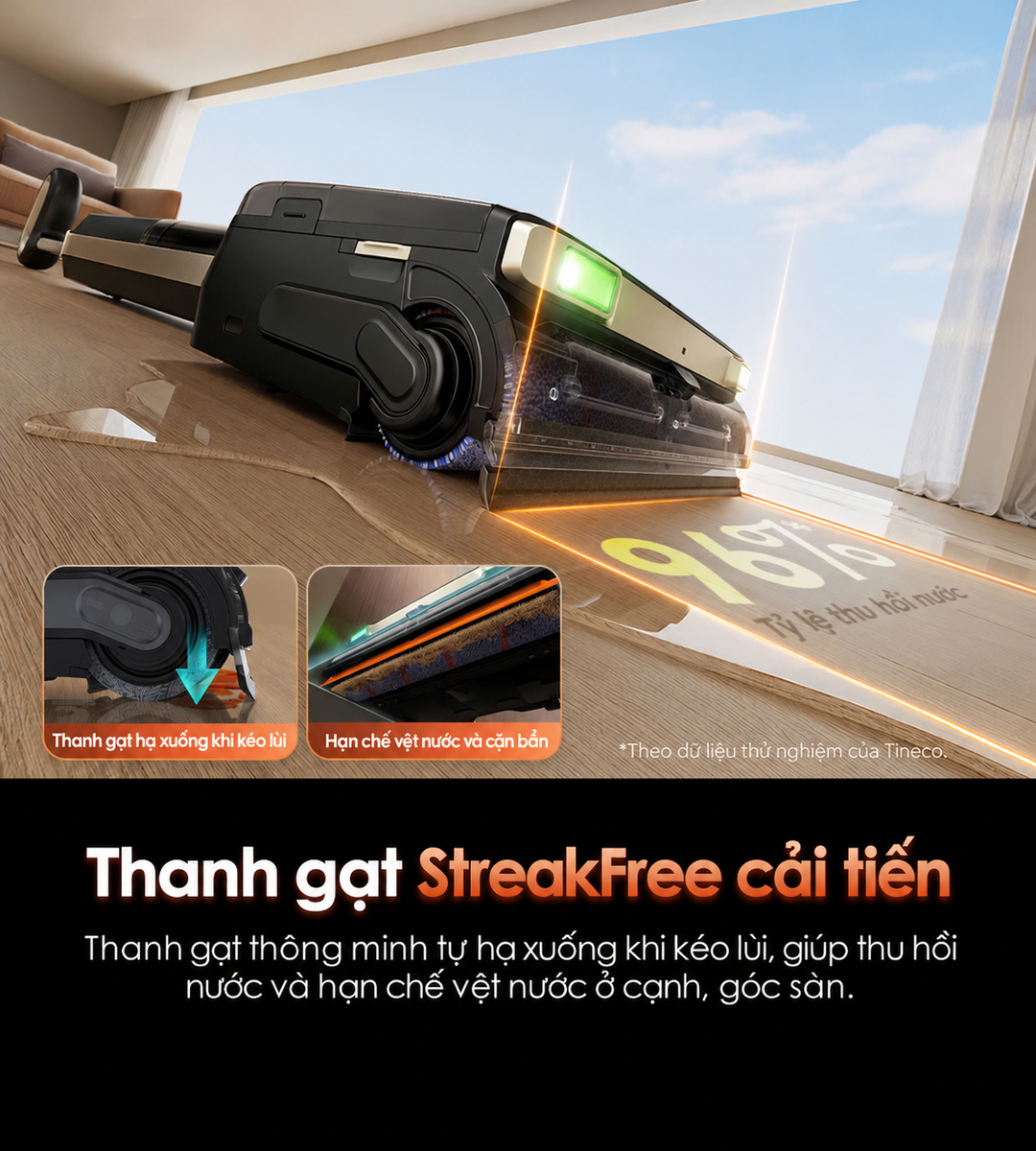 Thanh gạt StreakFree làm sạch sát cạnh