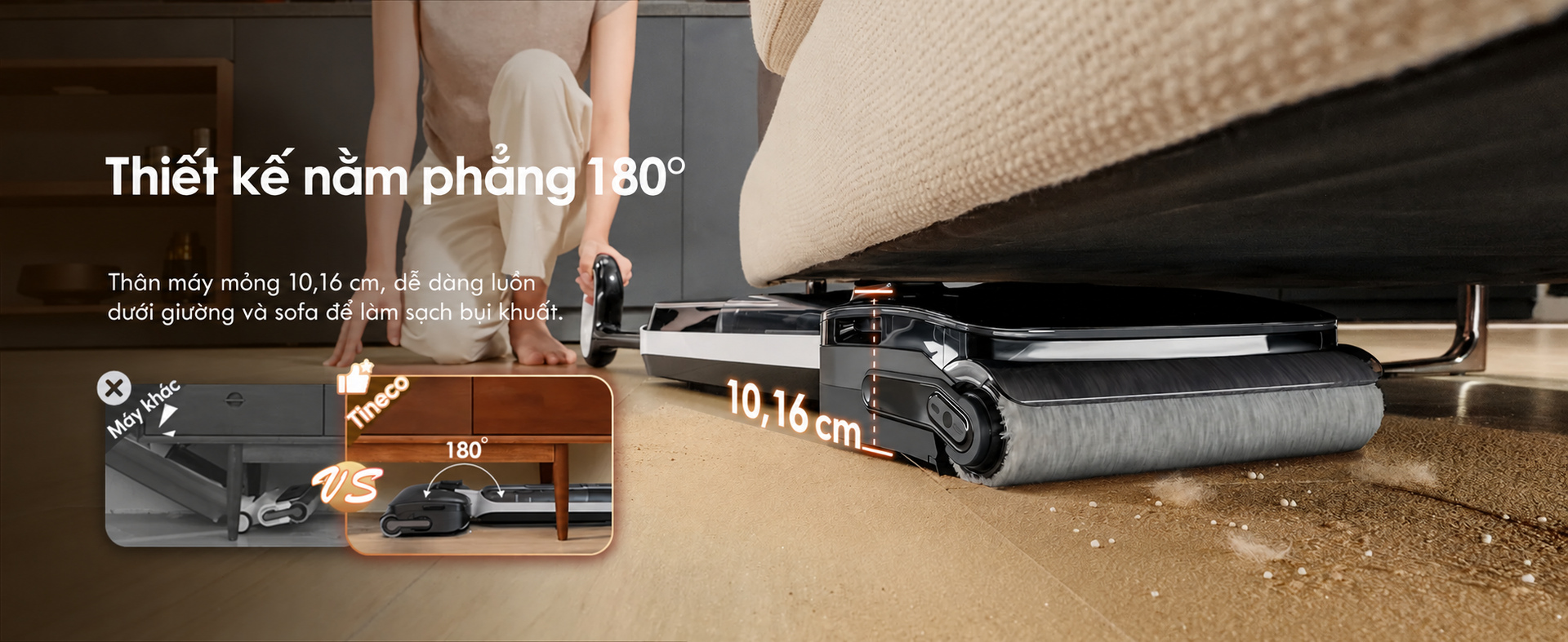 gập phẳng 180 đô, siêu mỏng 10.2cm
