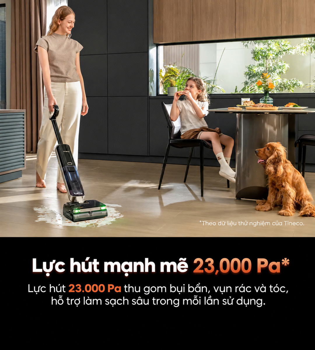 Lực hút mạnh mẽ 23.000pa