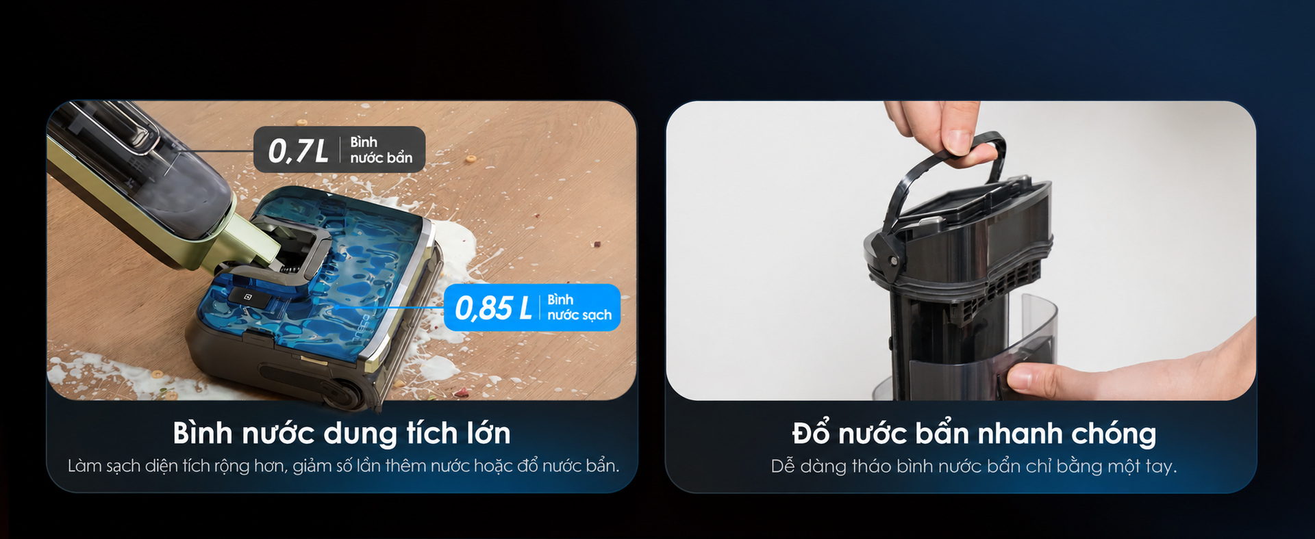 bình nước bẩn dung tích lớn, dễ tháo lắp
