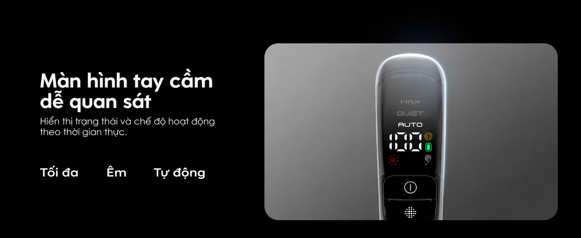 màn hình trên tay cầm dễ quan sát
