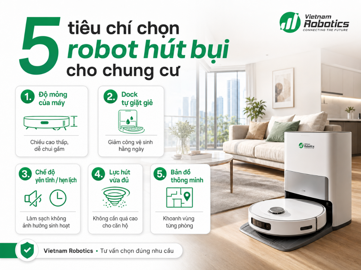 5 tiêu chí chọn robot hút bụi cho chung cư