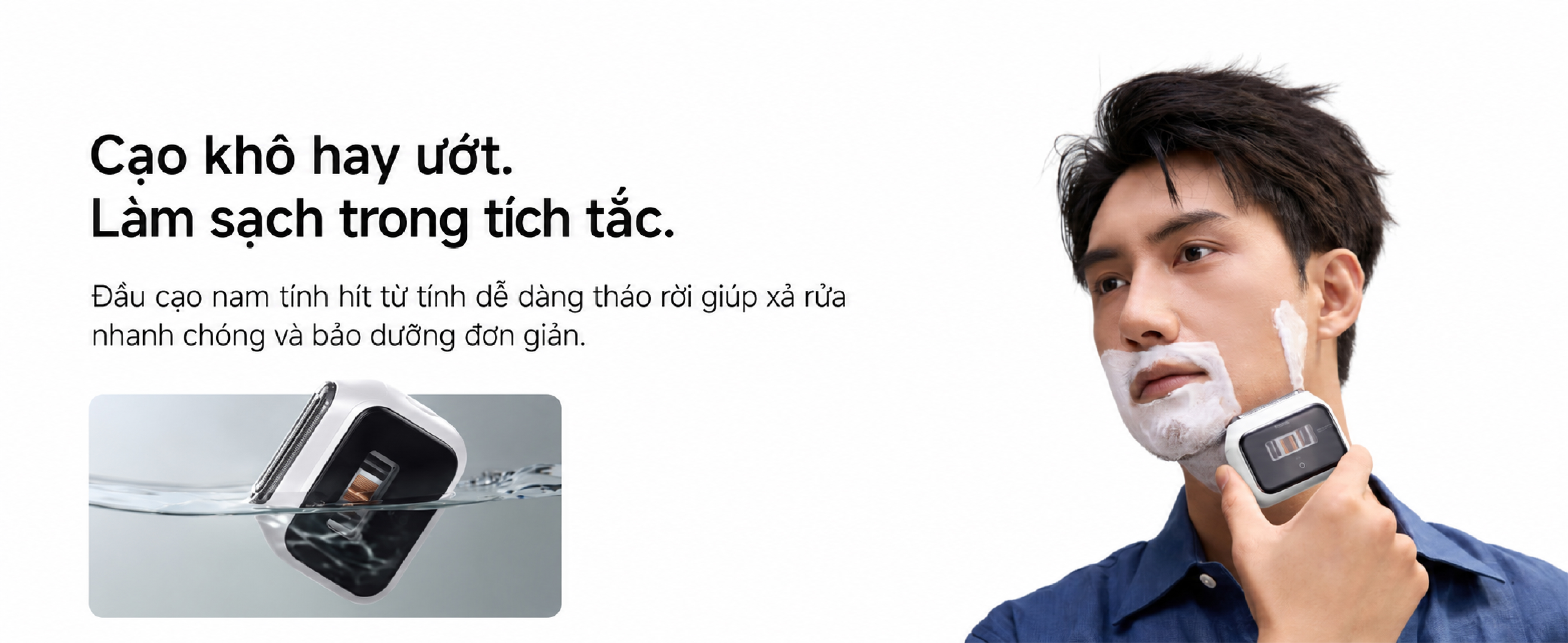 Chống nước IPX7, hỗ trợ cạo khô và cạo ướt