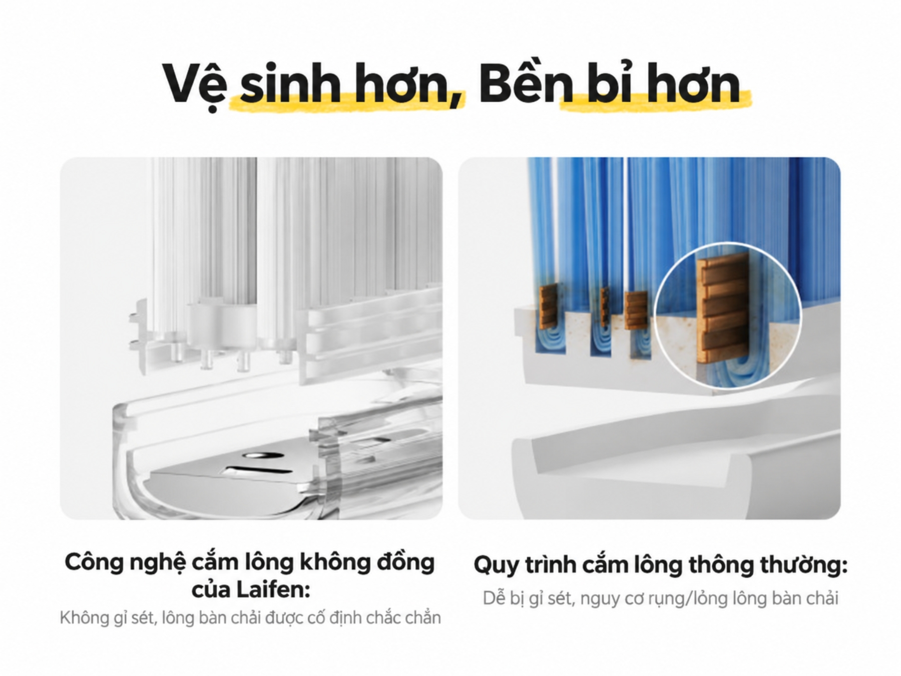 vệ sinh hơn, bền bỉ hơn