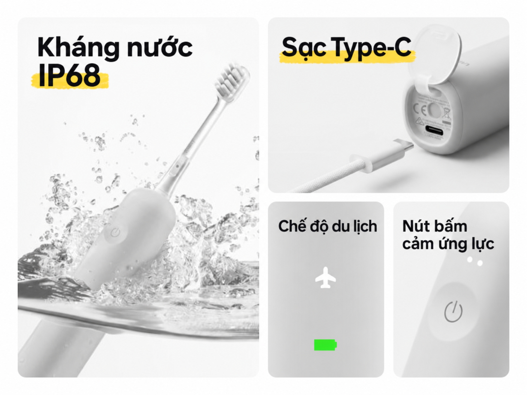 kháng nước chuẩn IP68, sạc type C