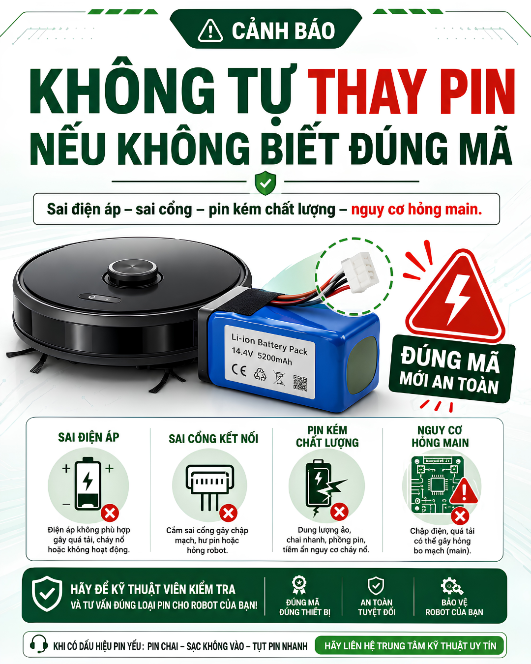 Có nên tự thay pin robot hút bụi tại nhà không?