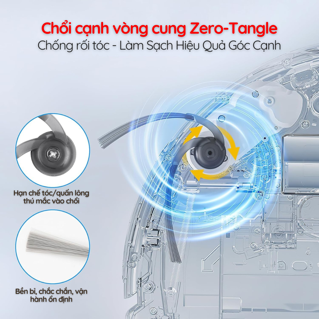 Chổi cạnh Zero-Tangle – Làm sạch góc cạnh tốt hơn, giảm rối tóc