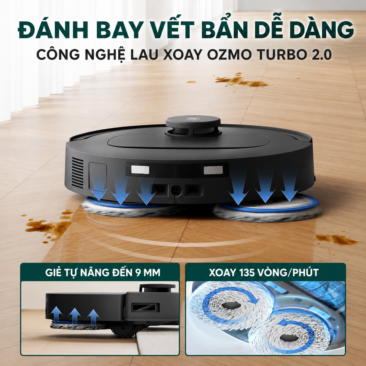 OZMO Turbo 2.0 lau xoay kép có sạch không?