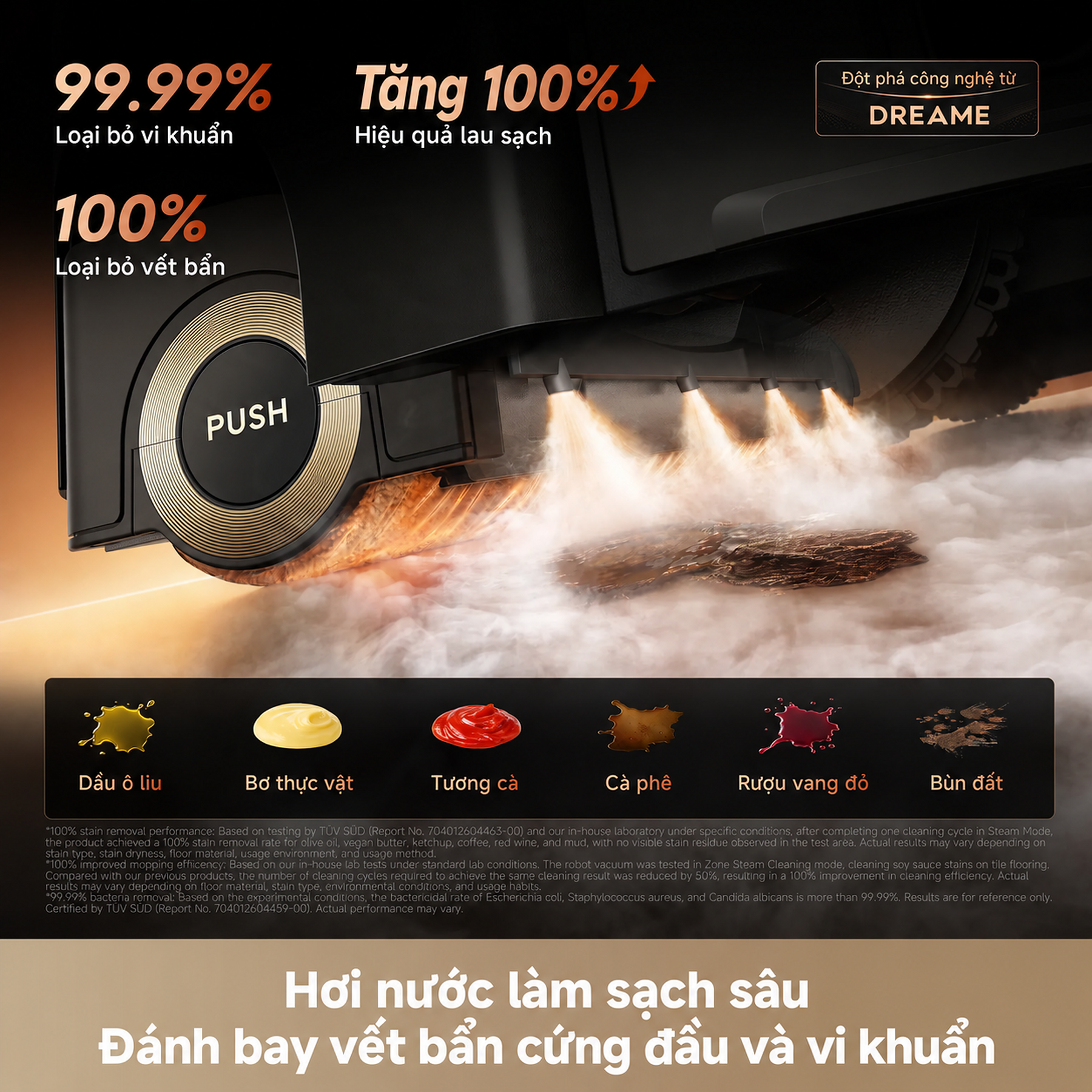 Dreame Aqua20 Ultra Roller: Robot Lau Hơi Nước 180°C