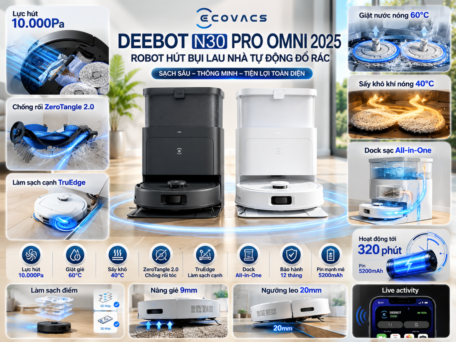 Ecovacs N30 Pro Omni là lựa chọn tiết kiệm về giá mua ban đầu