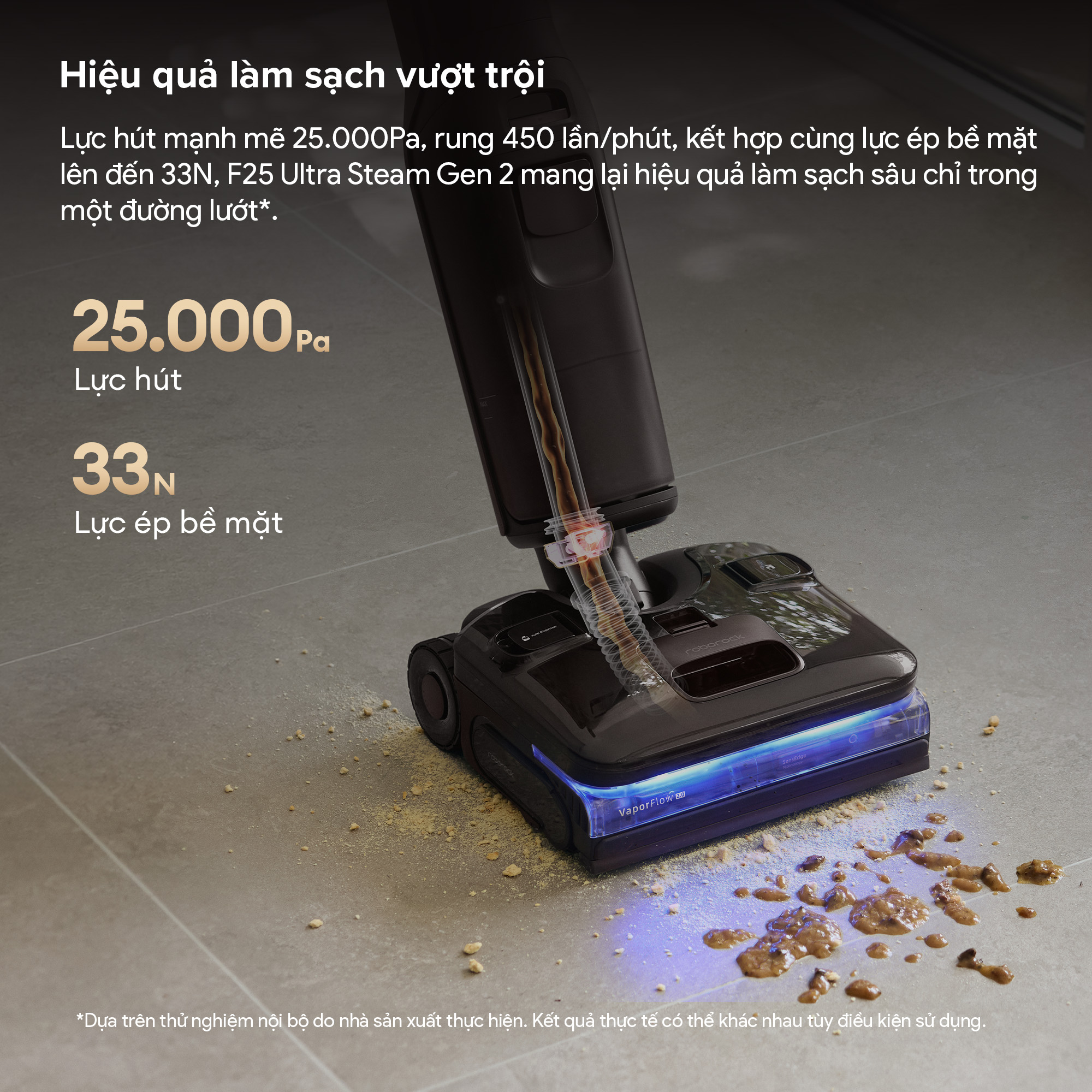 25.000Pa + 33N + 450 lần/phút: ba thông số cần đọc cùng nhau