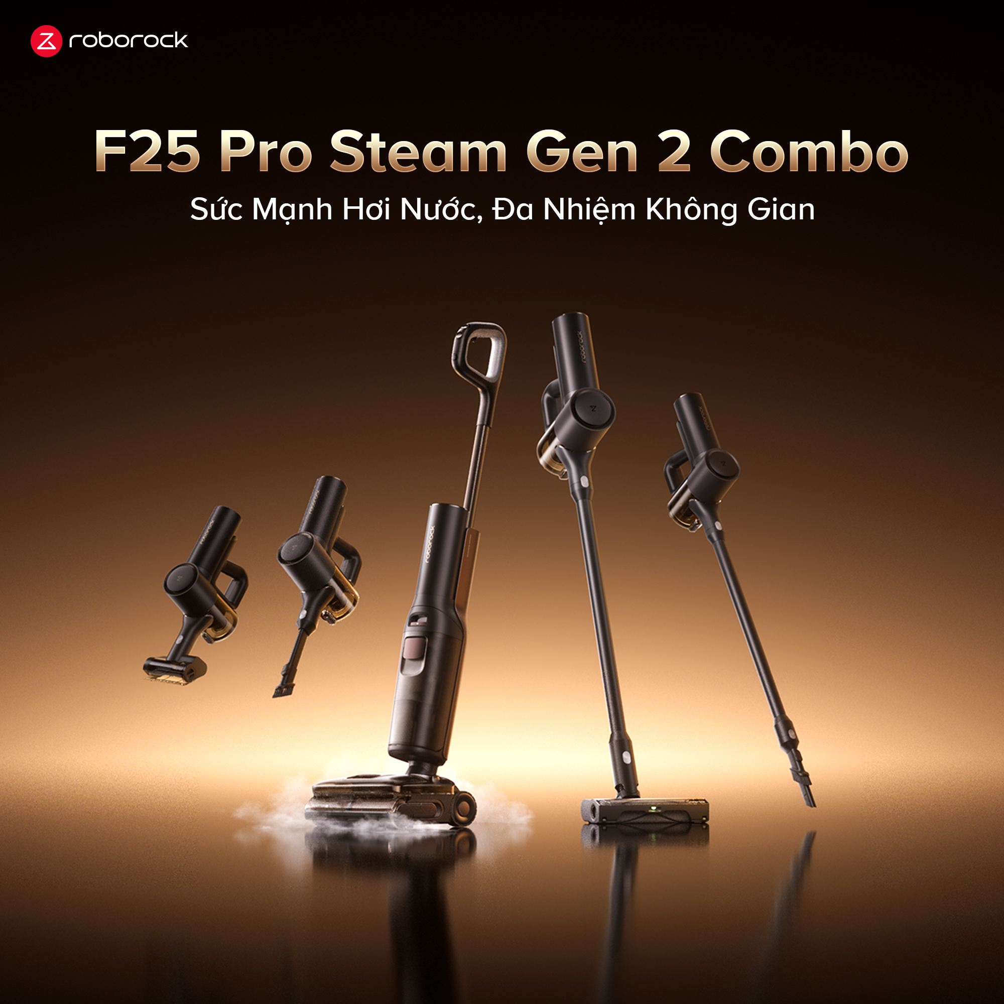 Máy Hút Bụi Lau Nhà Roborock F25 Pro Steam Gen 2 Combo - Hơi Nước 180°C, 5 Trong 1