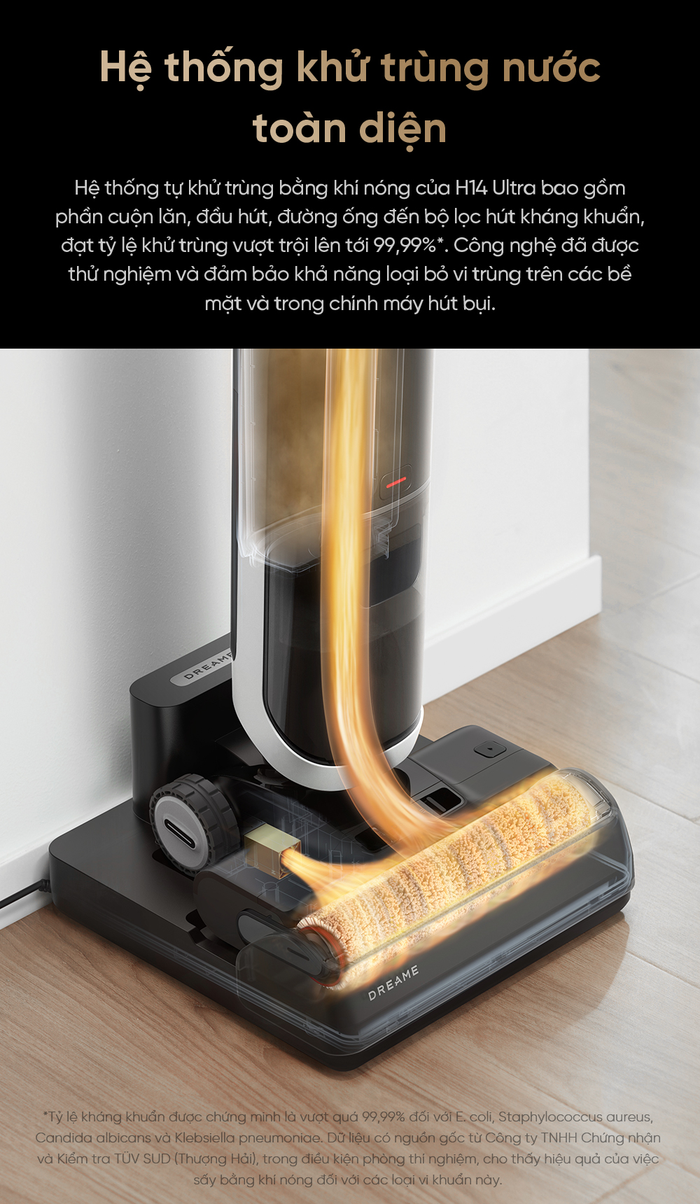  Sấy khô khí nóng 75°C – Êm ái, nhanh chóng