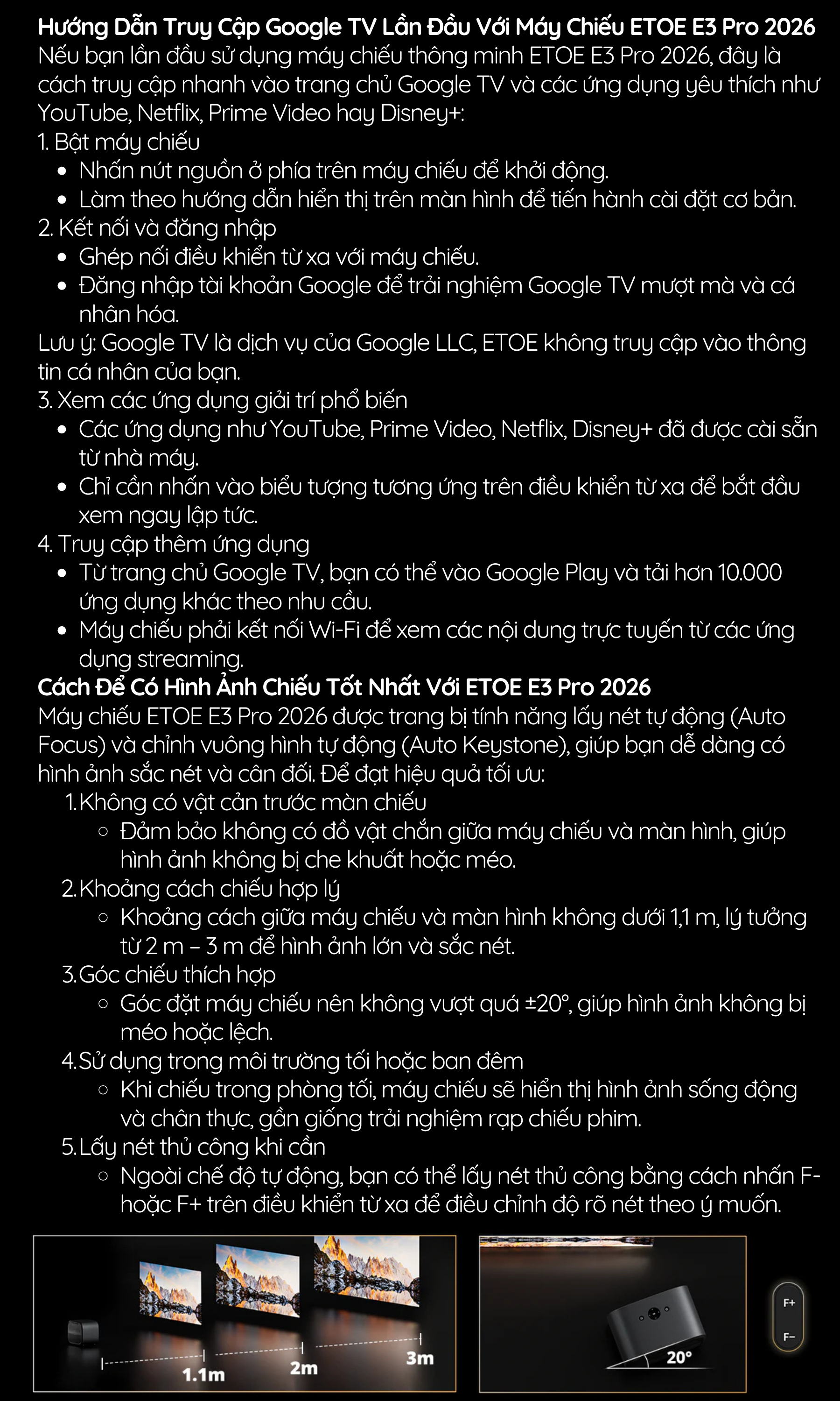 Hướng Dẫn Truy Cập Google TV Lần Đầu Với Máy Chiếu ETOE E3 Pro 2026