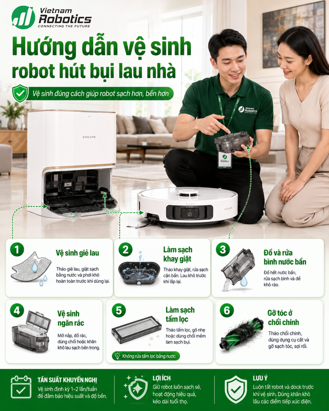 Cách khắc phục robot hút bụi lau nhà bị hôi theo từng trường hợp