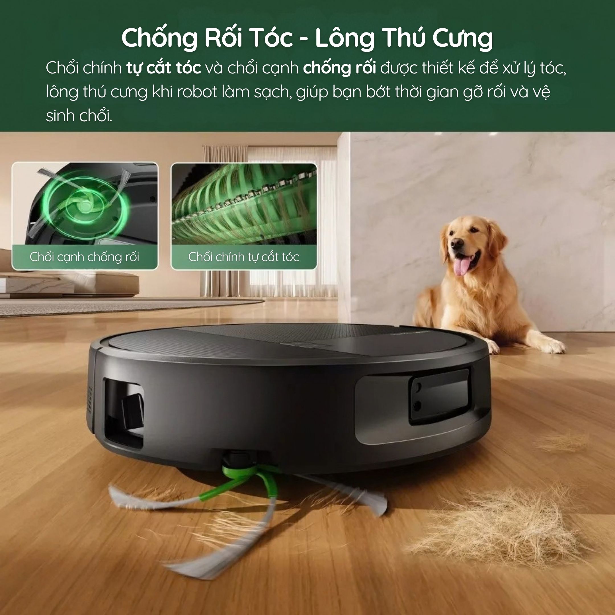 Chổi chính đa bề mặt có bộ cắt tóc và chổi cạnh chống rối