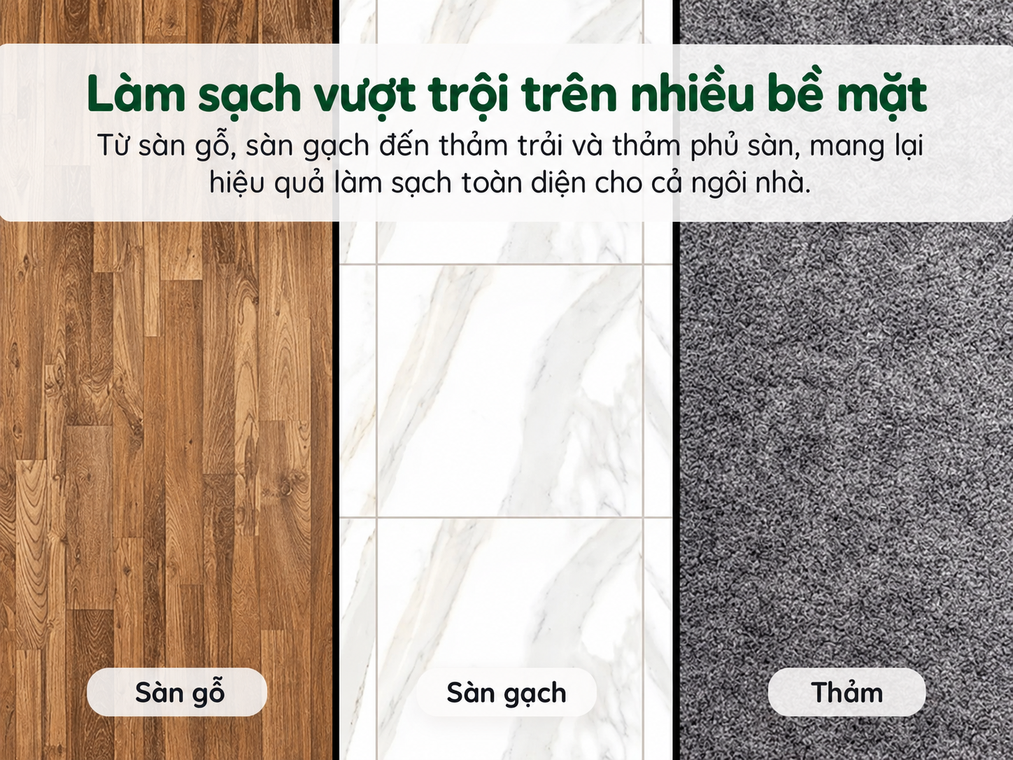làm sạch nhiều loại sàn nhà