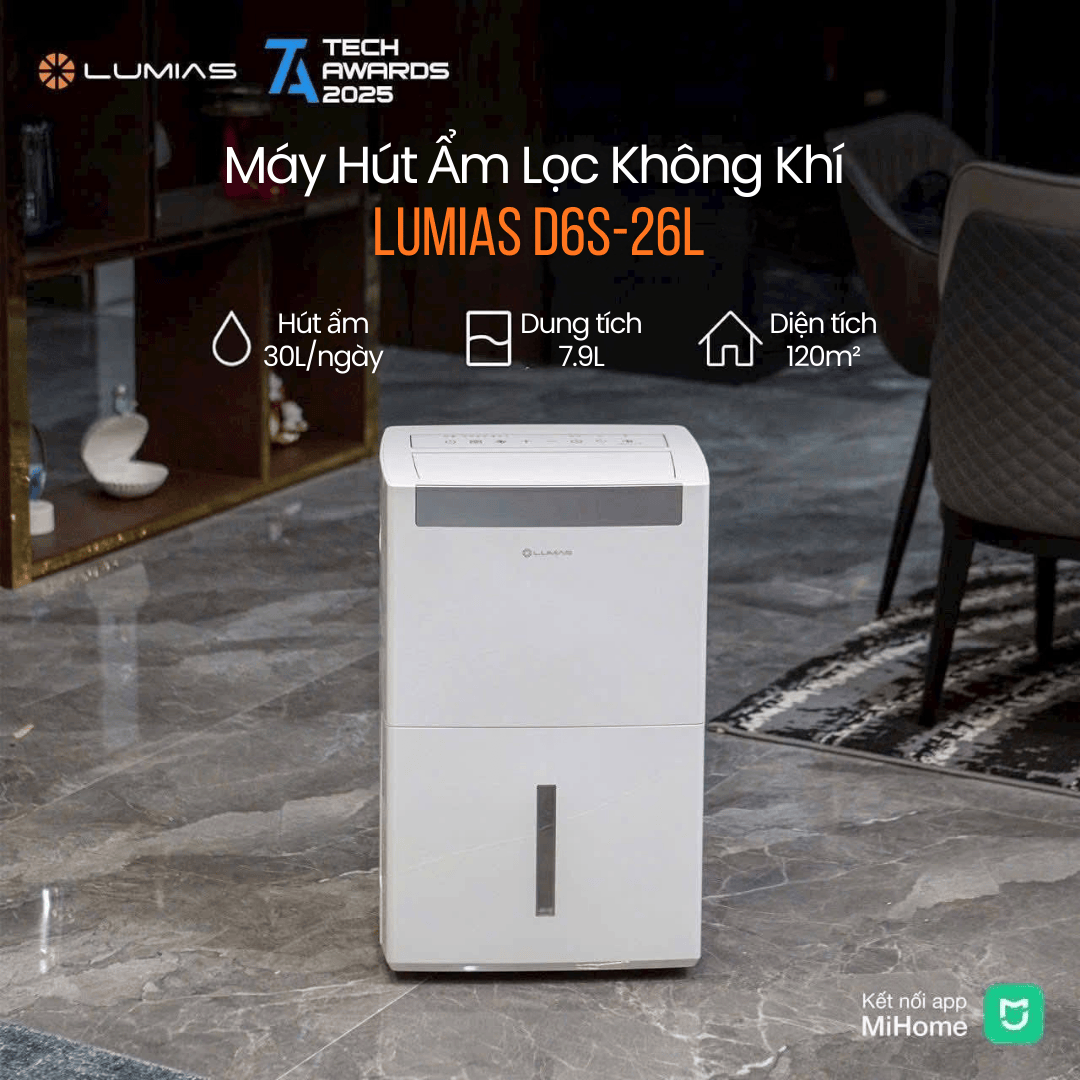 Máy Hút Ẩm Lumias D6S-30L - ≤ 125m² - BH 18 Th
