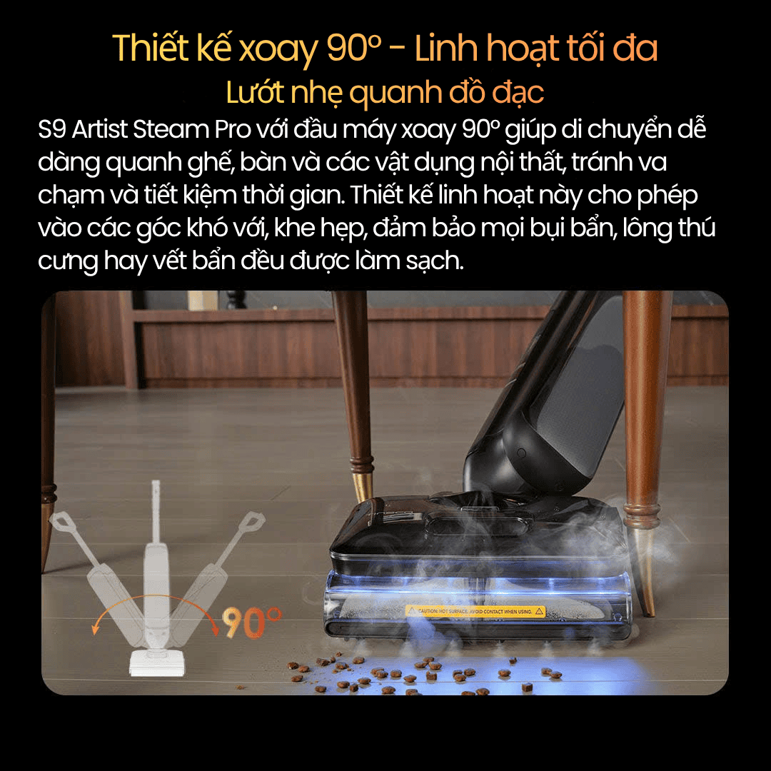 góc xuay 90 độ, linh hoạt tối đa