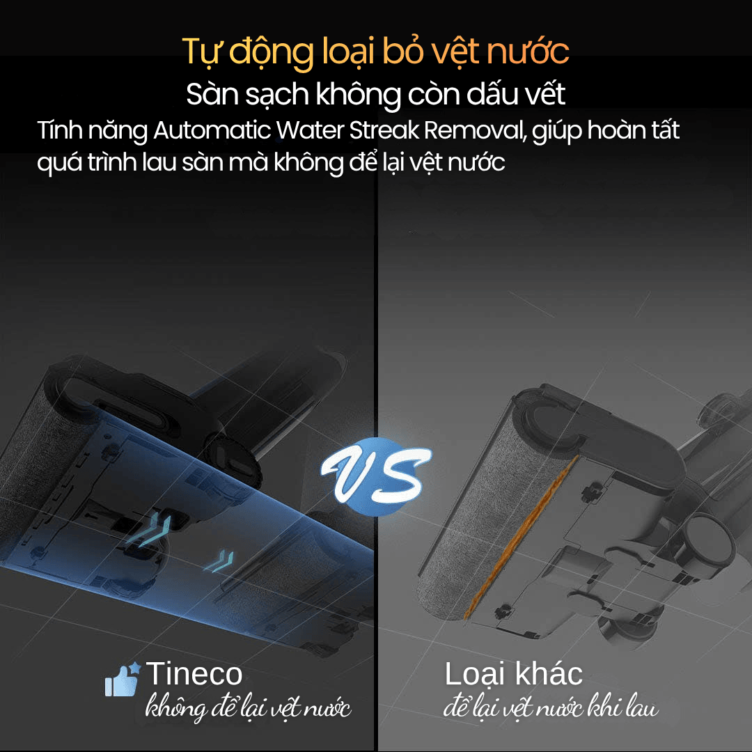 tự động loại bỏ vệt nước khi lau