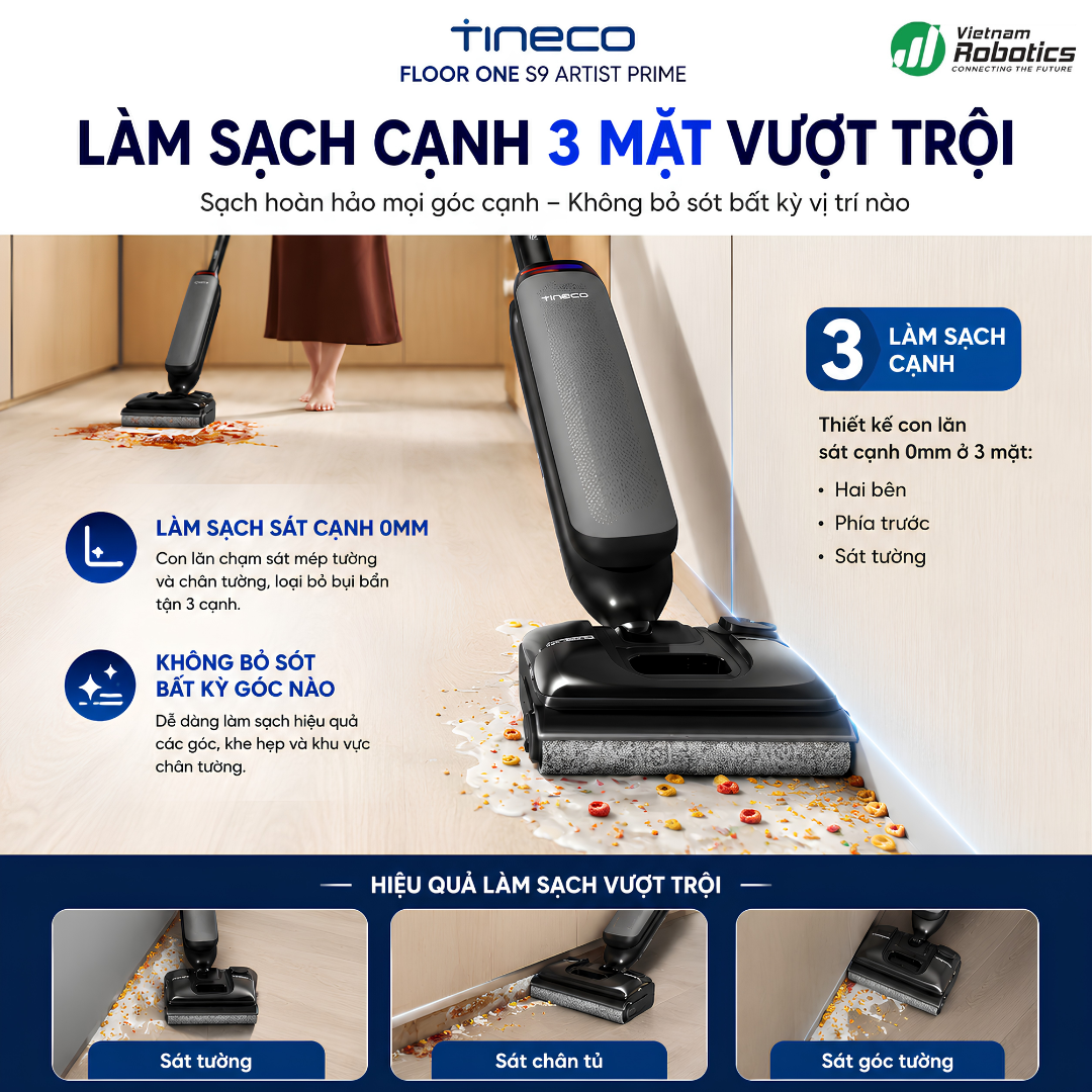 Làm Sạch 3 Mặt Cạnh – Lau sát tường 3 phía