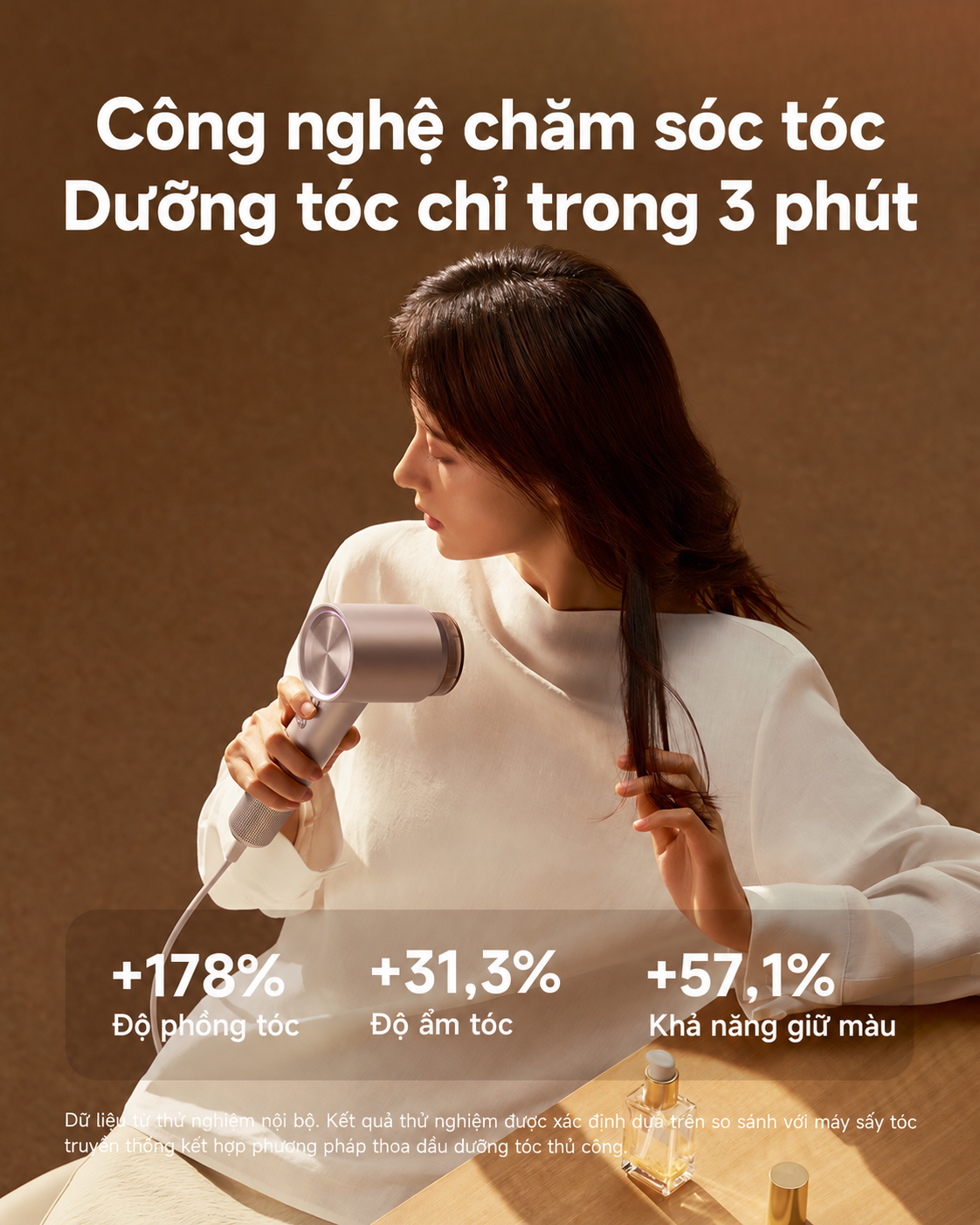 công suất 1600 W, tạo luồng gió 23 m/s
