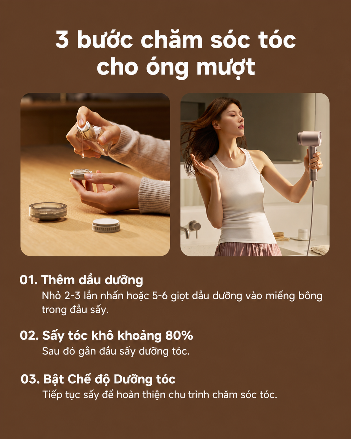 Đầu sấy dưỡng tóc Nano và 3 viên tinh chất