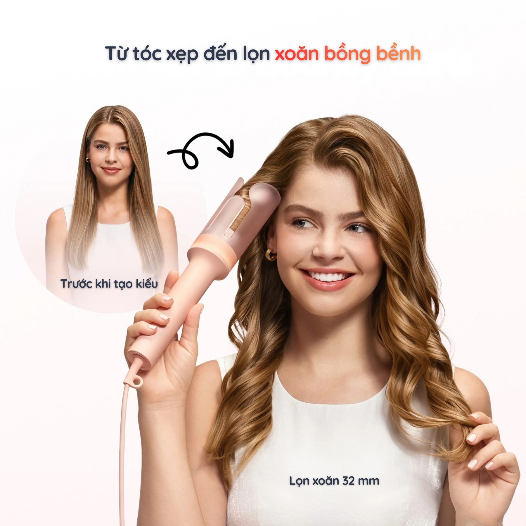 Máy Uốn Tóc Tự Động Laifen AutoCurl Styler - Tự Cuốn Tóc, Chống Rối, 3 Mức Nhiệt