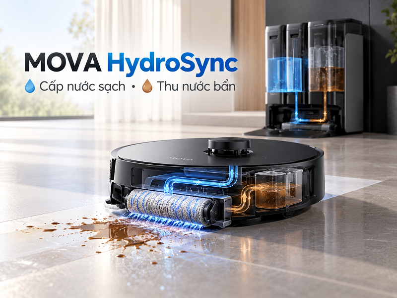 HydroSync trên robot MOVA hoạt động như thế nào?