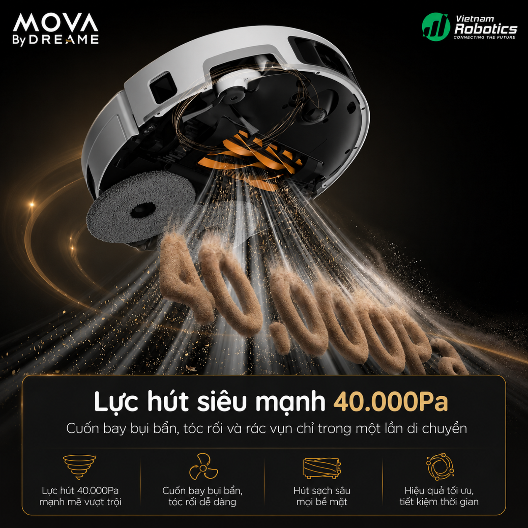 Lực hút của robot hút bụi lau nhà trên thị trường dao động từ 7.000Pa đến hơn 40.000Pa. 