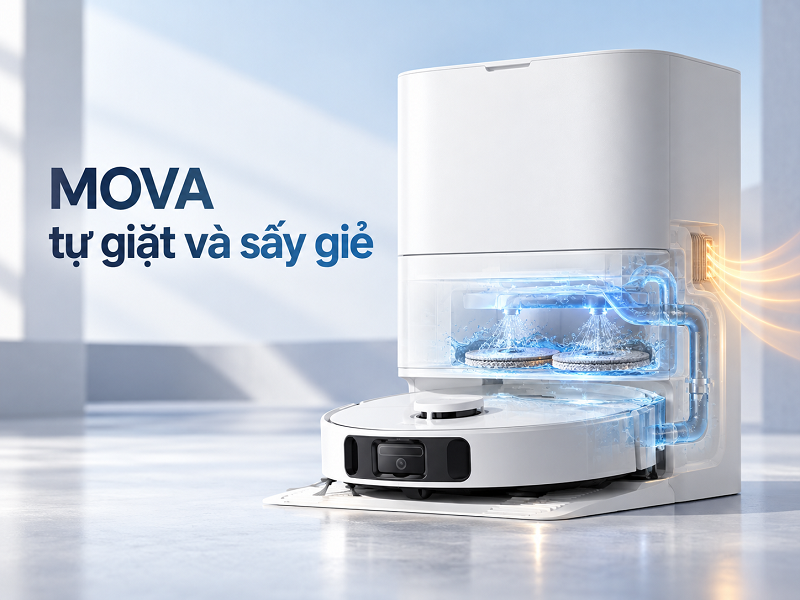 Trạm MOVA tự giặt và sấy giẻ như thế nào?