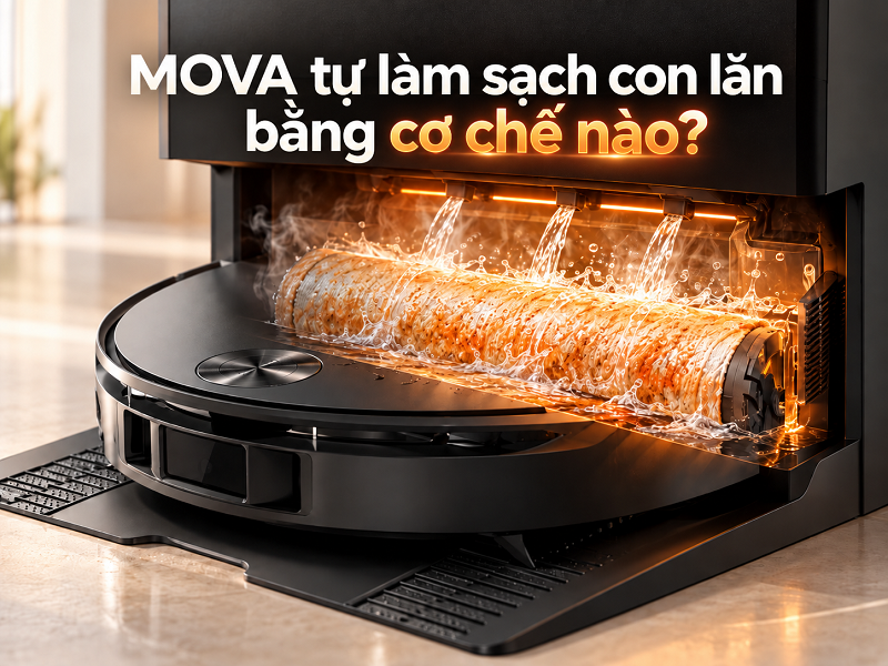 Máy lau sàn MOVA tự làm sạch con lăn thế nào?