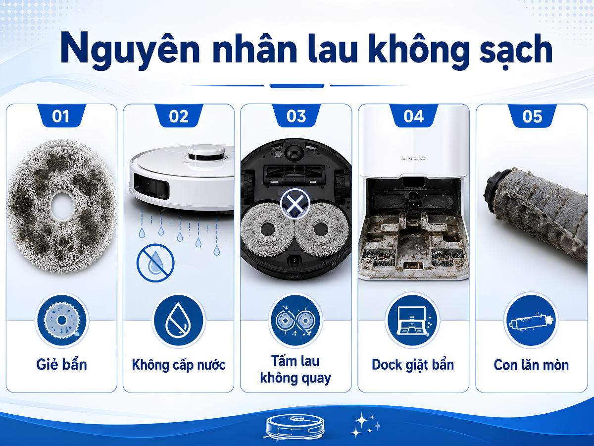 Nguyên nhân robot lau không sạch và cách khắc phục