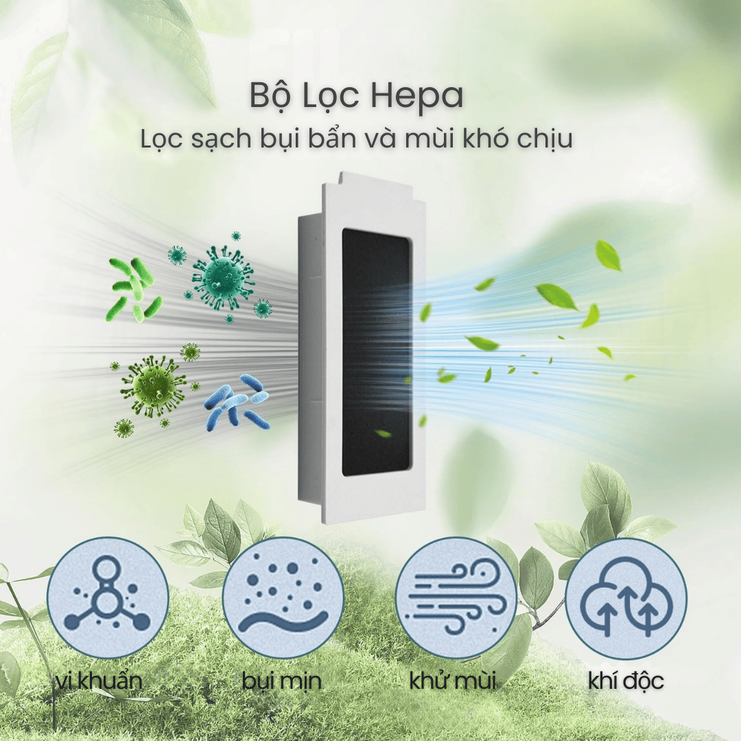 Bộ lọc chống khuẩn: Lớp vải thông thoáng, thẩm mỹ, dễ dàng thay thế