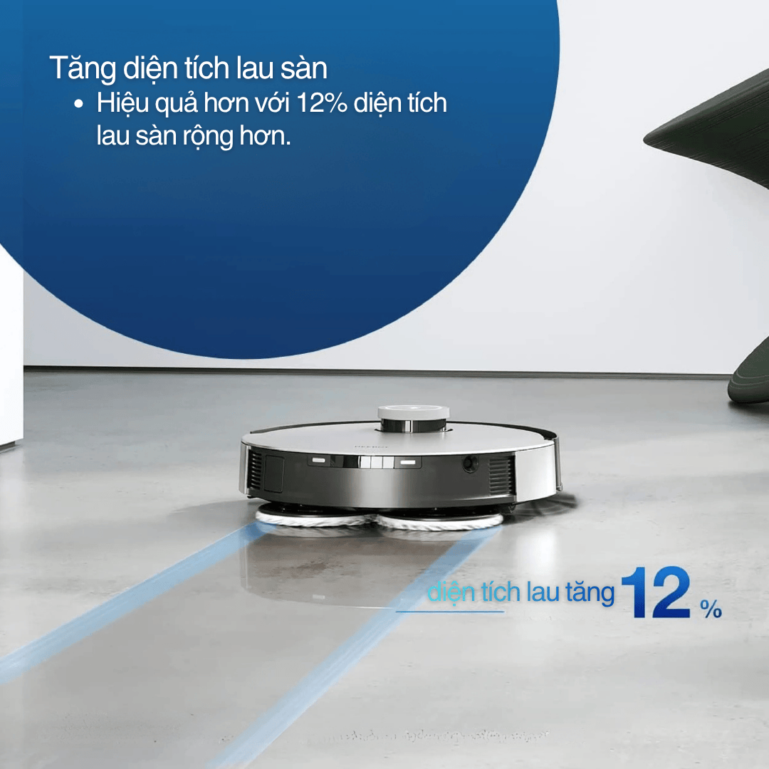 Thiết kế cải tiến giúp tăng diện tích lau sàn lên 12%