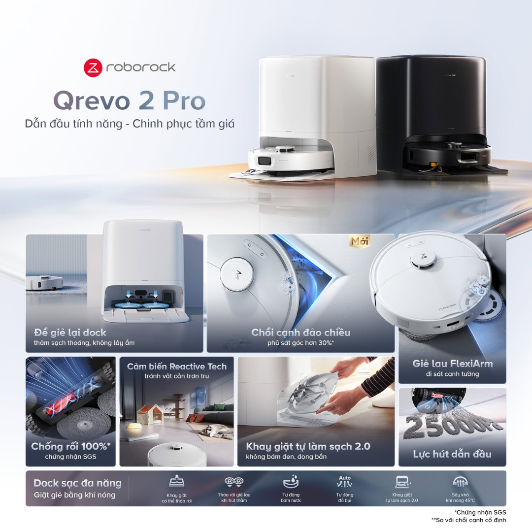 Robot Hút Bụi Roborock Qrevo 2 Pro