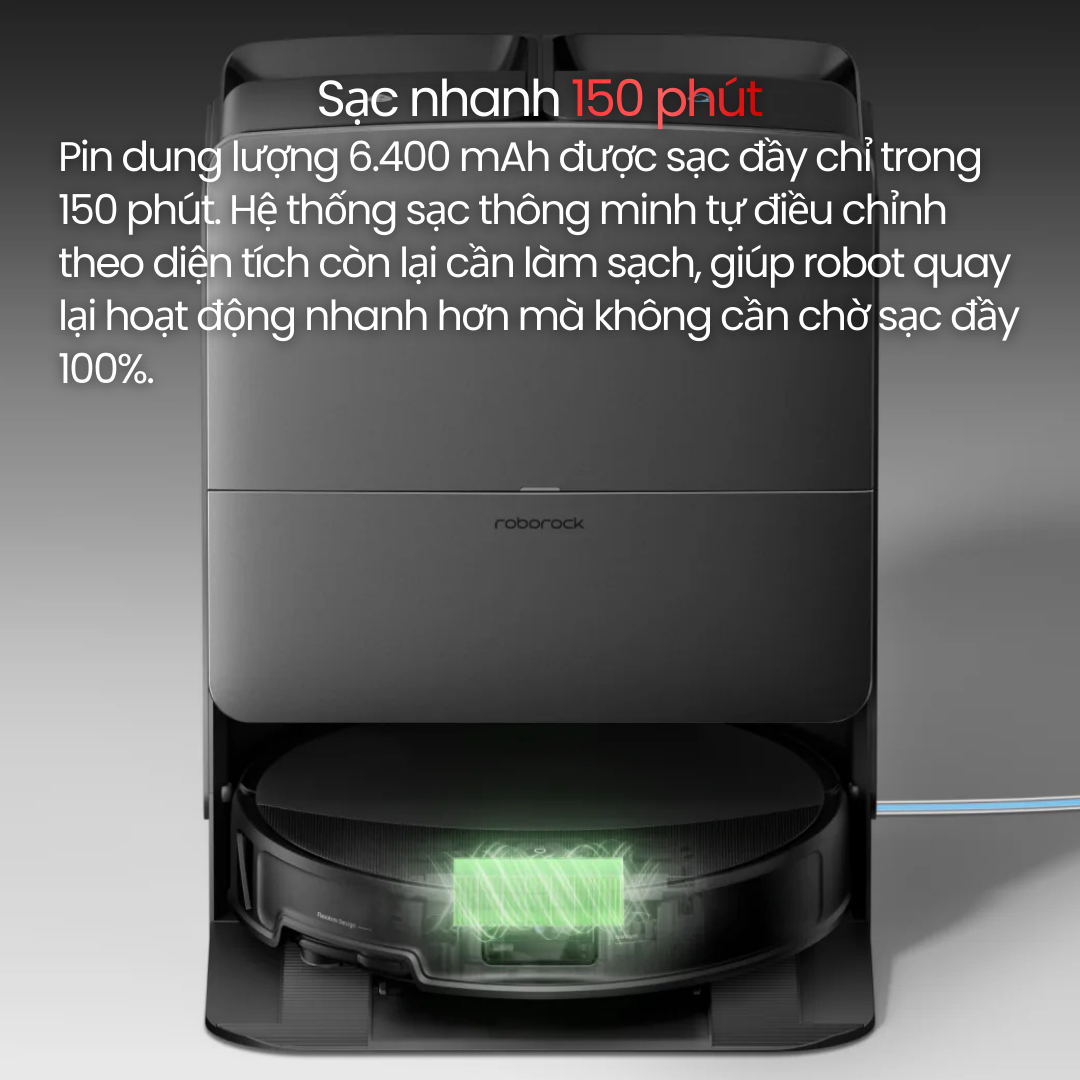 Roborock Saros 20 - sạc nhanh 150', sạc thông minh