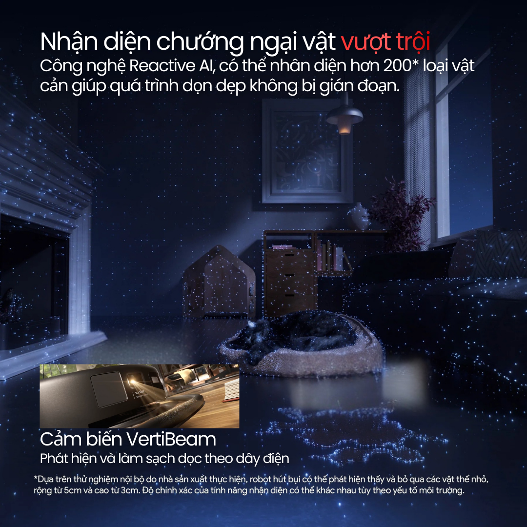 Roborock Saros 20 - công nghệ phát hiện vật cản Reactive Tech AI