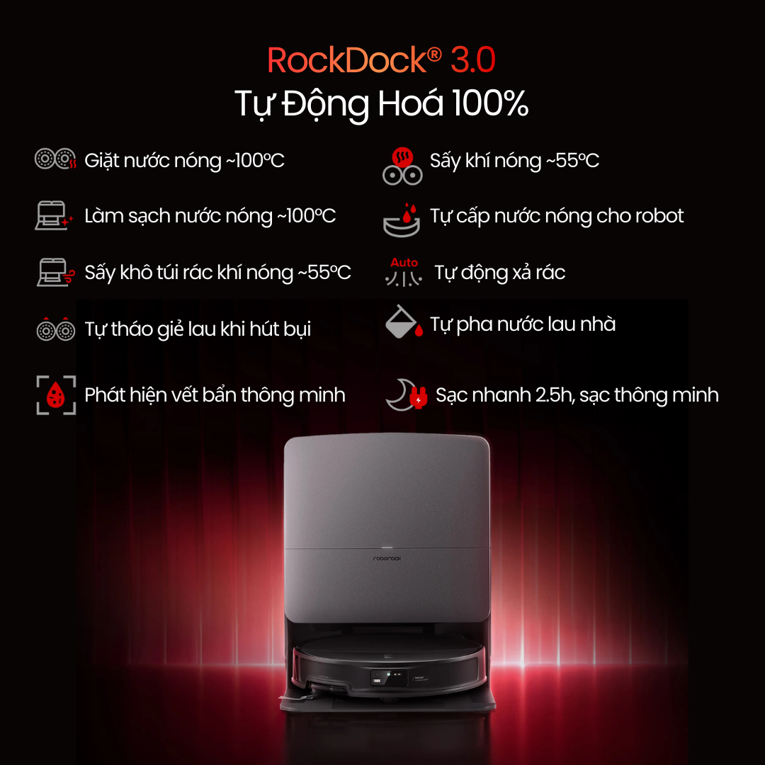 Dock Sạc Đa Năng - Giặt Giẻ Nước Nóng 100°C, Diệt Khuẩn 99.99%