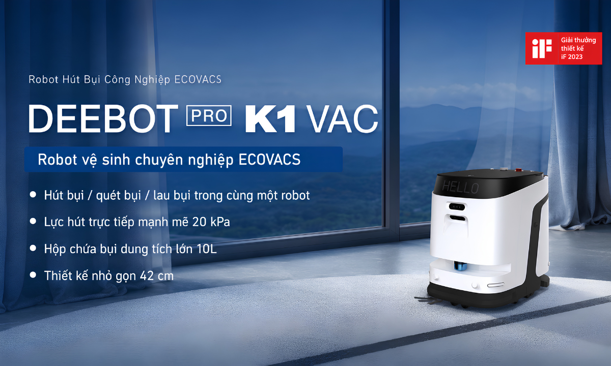 ECOVACS DEEBOT PRO K1 VAC là robot hút bụi tự động dành cho môi trường thương mại