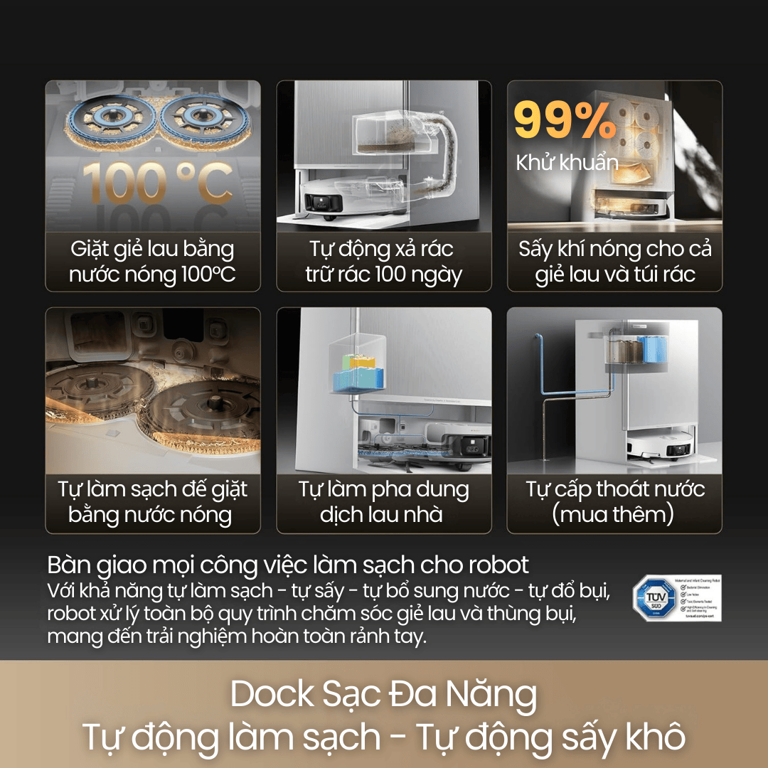Dock Sạc Đa Năng Tự động làm sạch - Tự động sấy khô