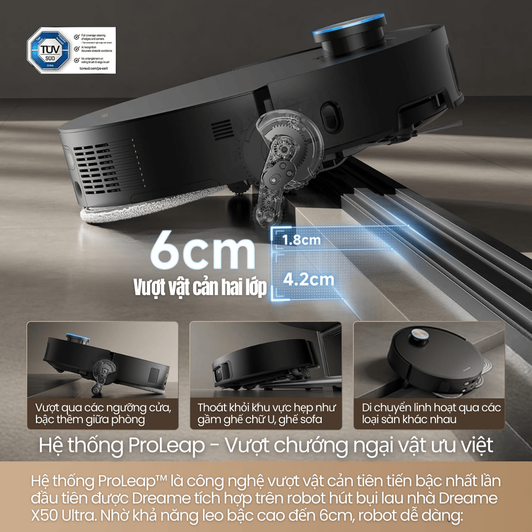 Dreame X50 Ultra Vuoetj vật cản cao 6cm