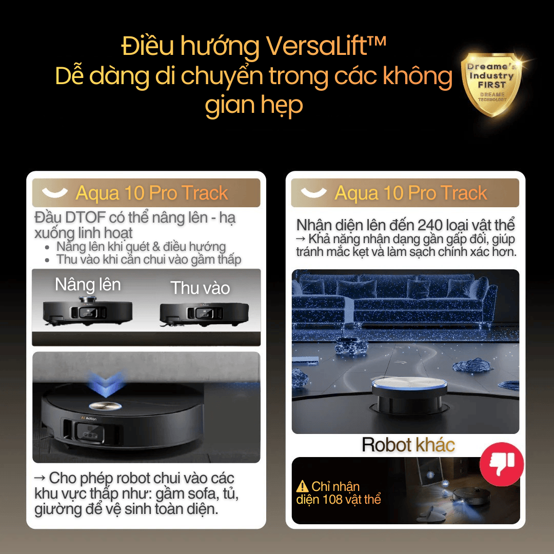 VersaLift™ DToF – Điều hướng thông minh dưới gầm nội thất