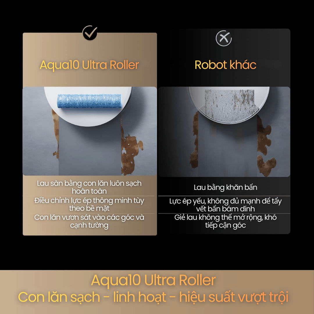 So sánh Công nghệ con lăn lau sàn tự làm sạch liên tục