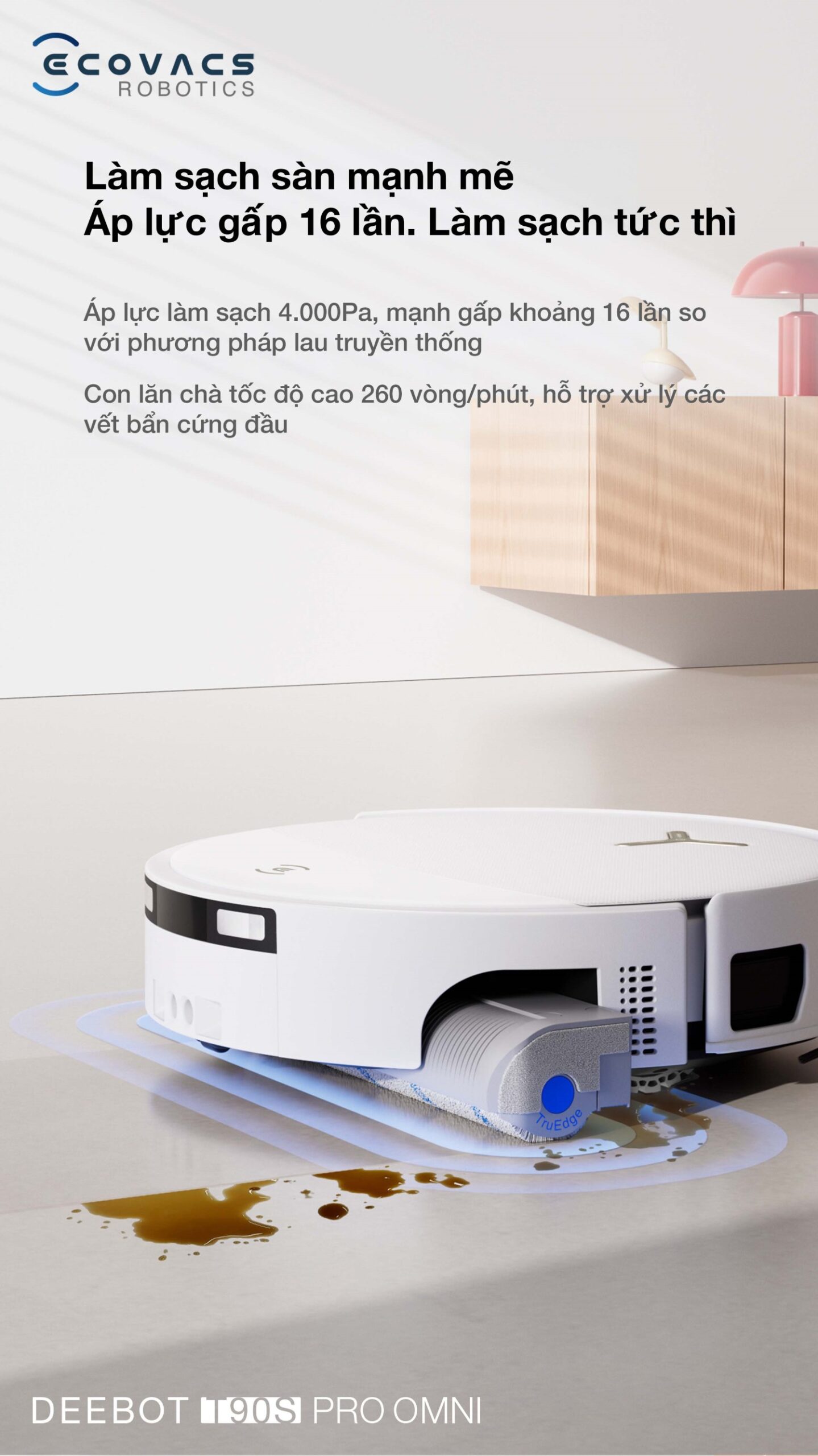 Làm sạch mạnh mẽ 4000 Pa