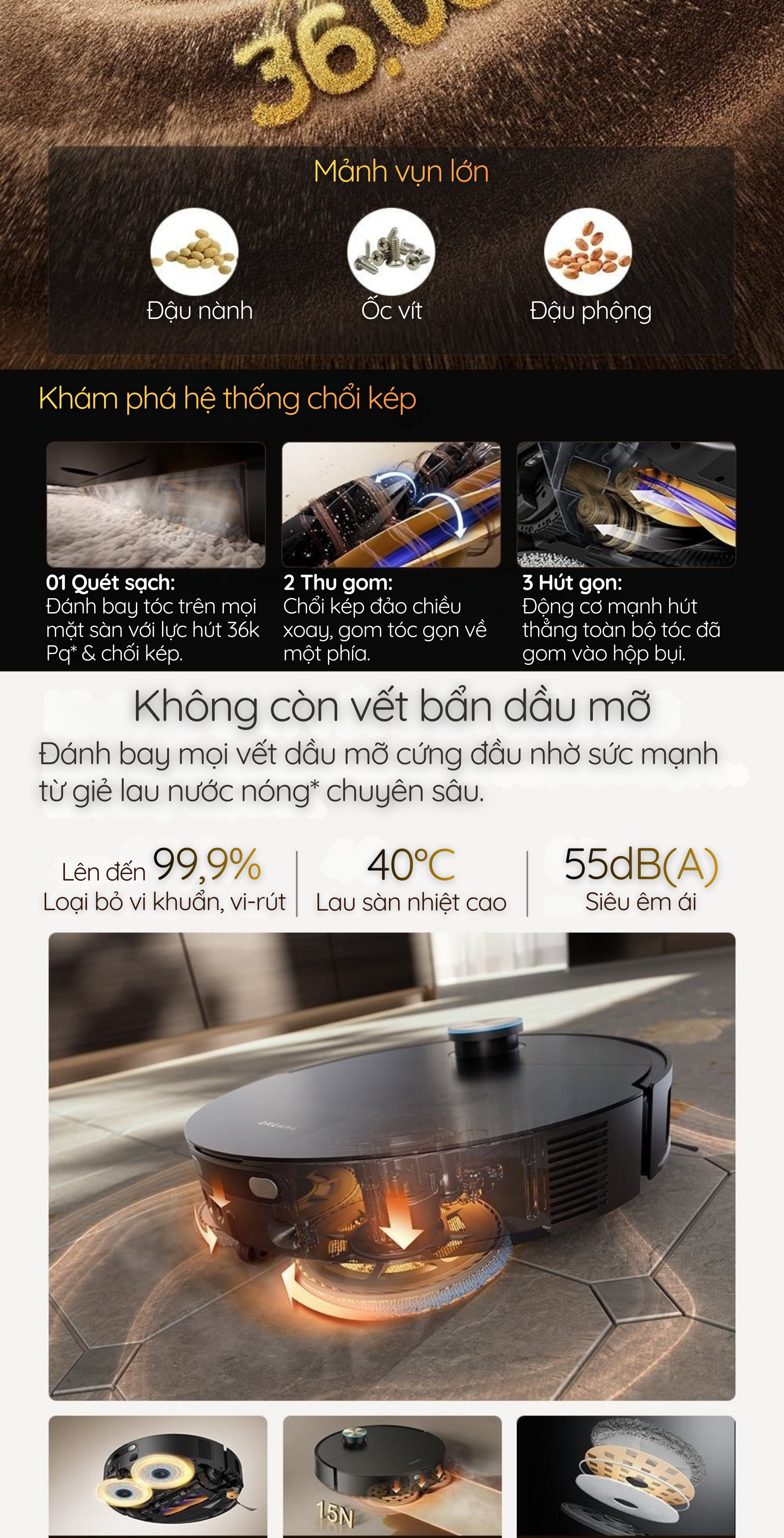 Đánh bay mọi vết dầu mỡ cứng đầu nhờ sức mạnh từ giẻ lau nước nóng* chuyên sâu.