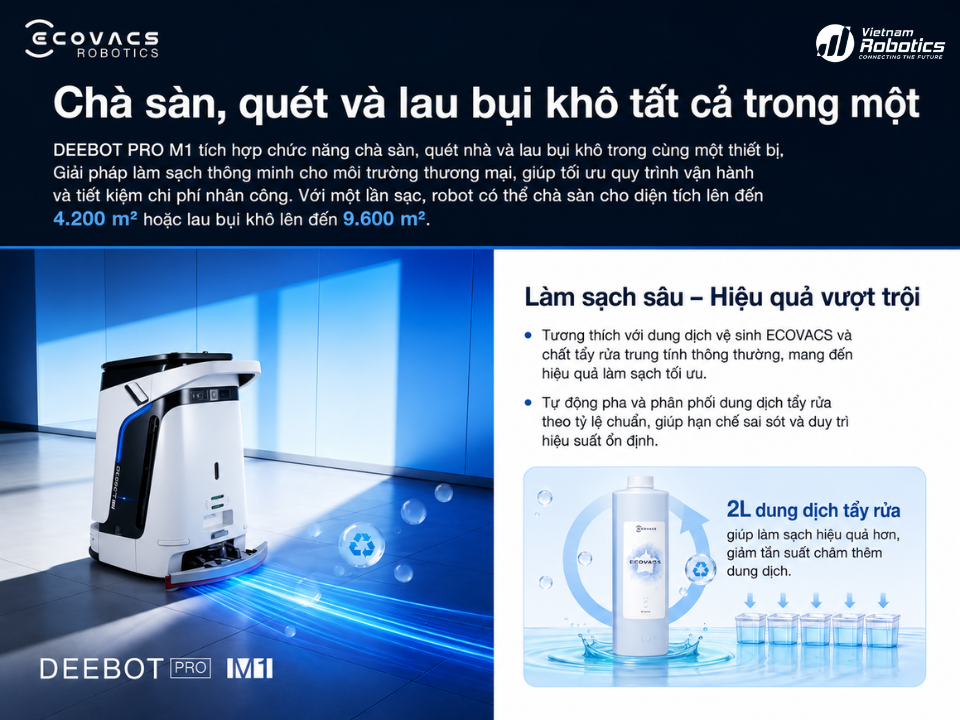  Hệ thống quét, chà và lau bụi khô 3 trong 1