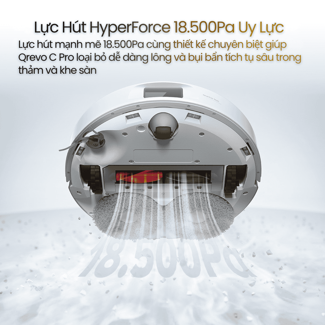 lực hút lên đến 18.500Pa, Qrevo C Pro đứng đầu phân khúc robot hút bụi