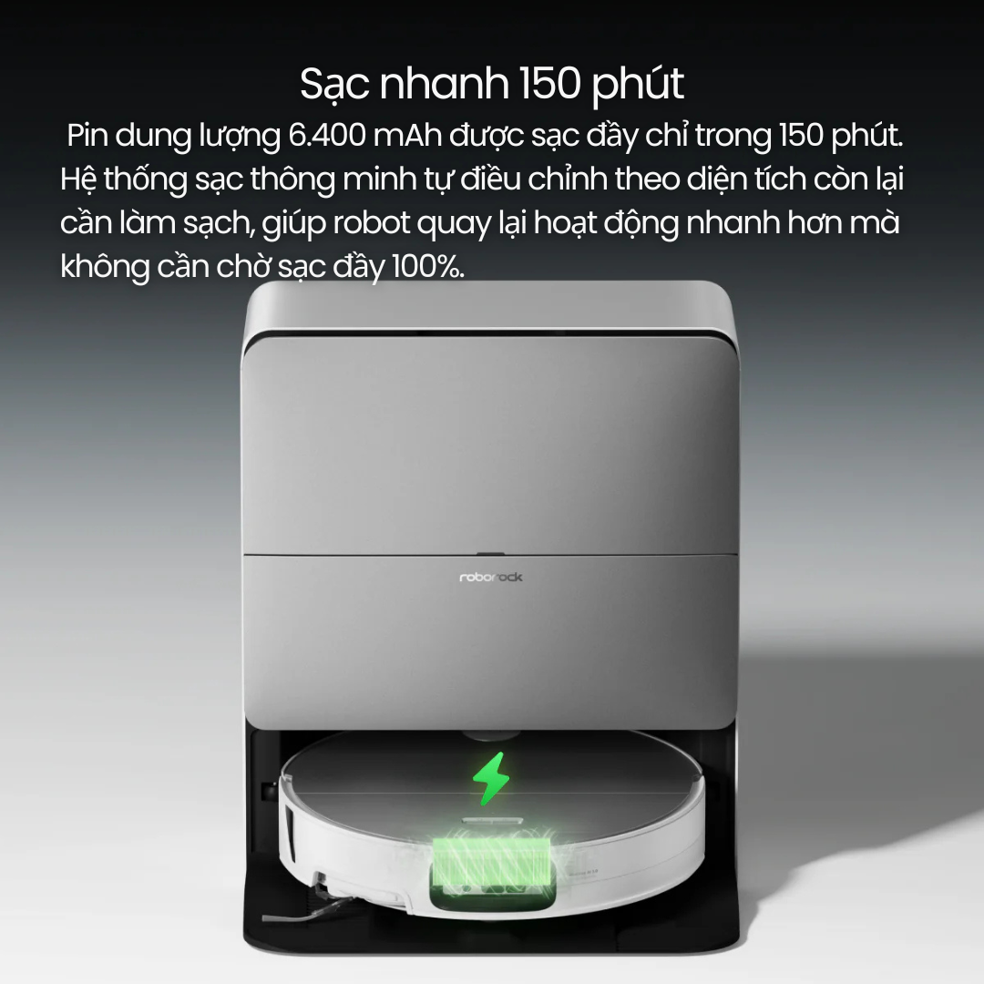 Roborock Saros 20 Sonic 2026 – sạc nhanh, sạc thông minh